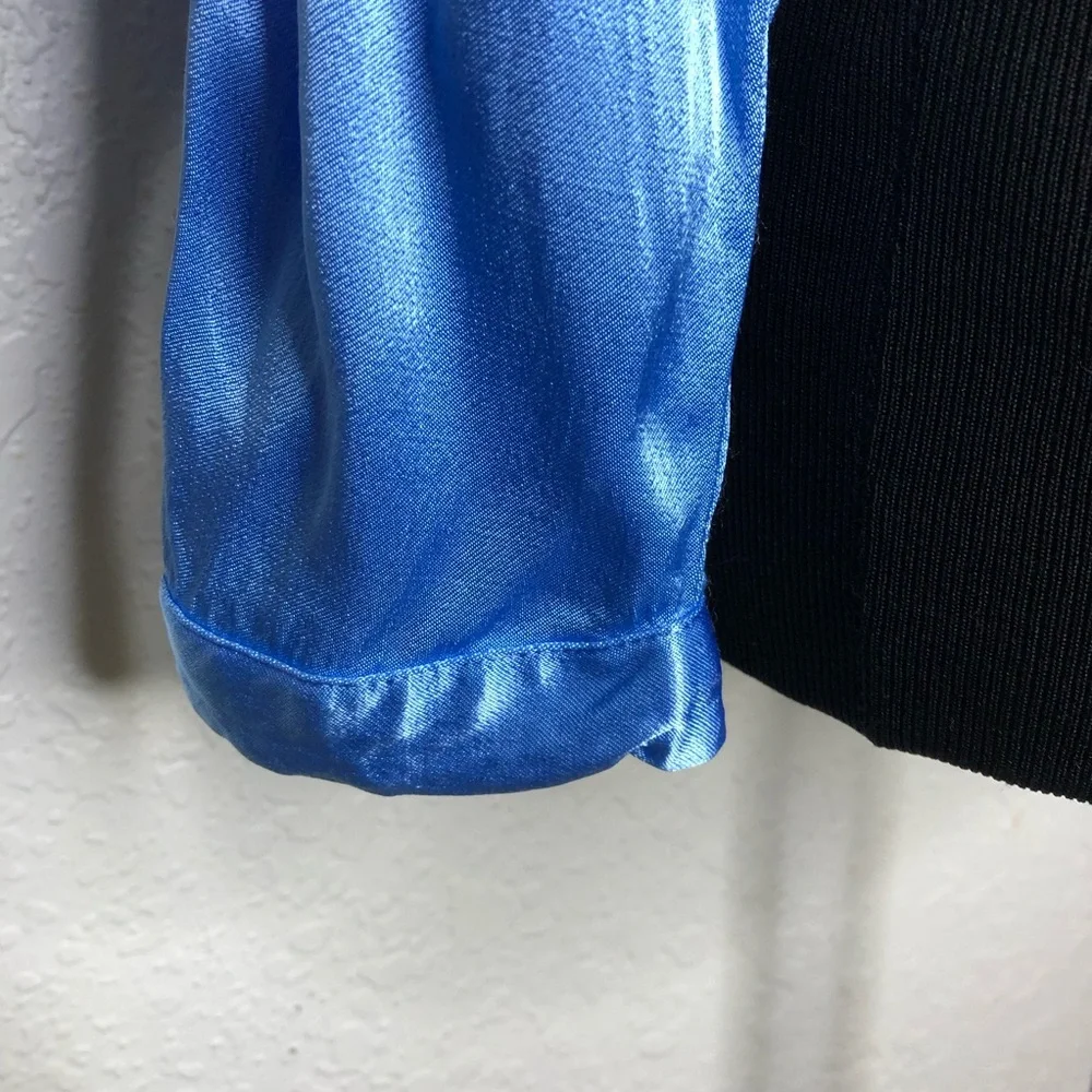 J Crew blue shiny satin gold button cropped button down top size Extra Small XS